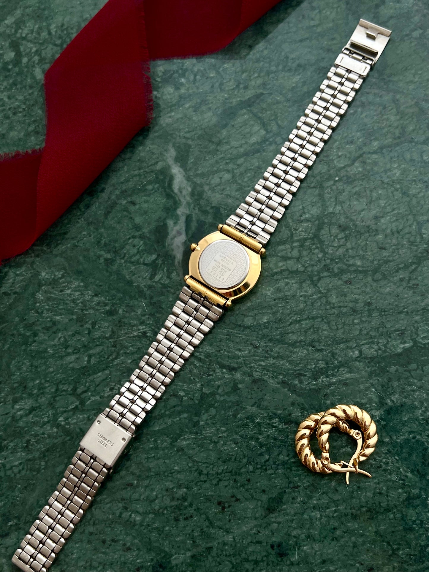 Seiko Lassale Emerald Poise Gold Women's Watch with Two Tone Bracelet