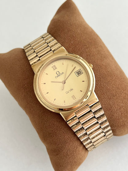 Omega De Ville Gold Tone Unisex Watch with Integrated Bracelet