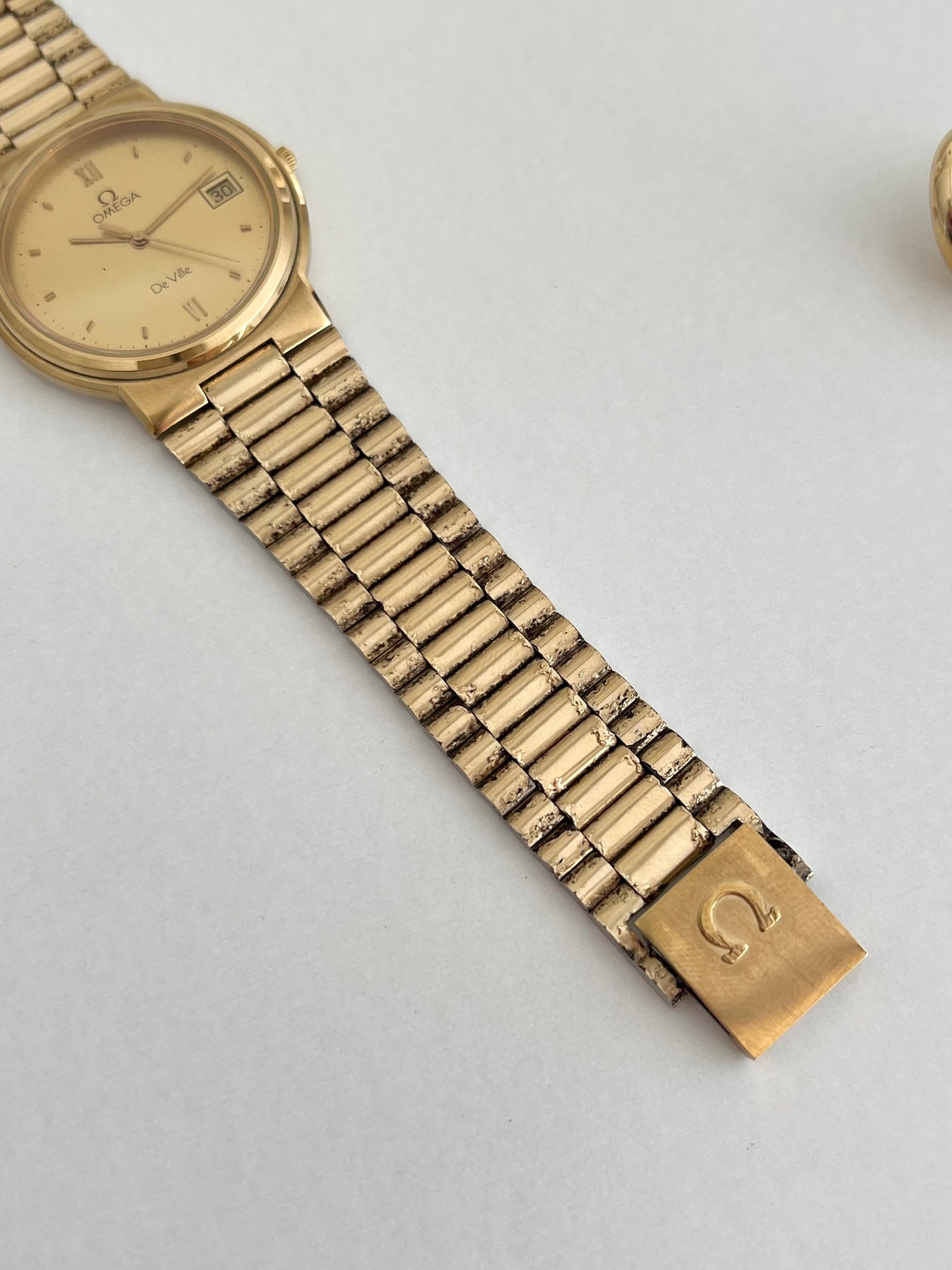 Omega De Ville Gold Tone Unisex Watch with Integrated Bracelet