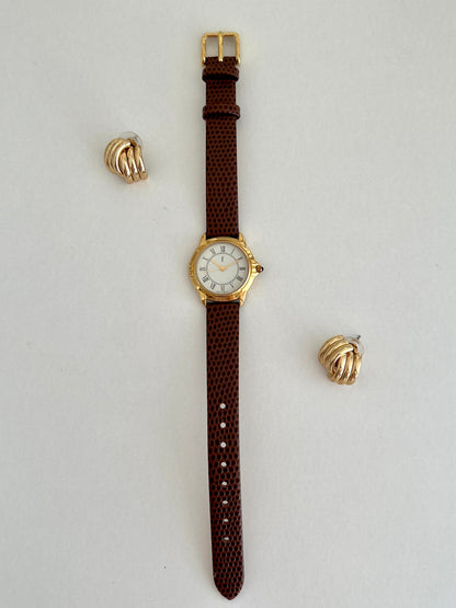 Yves Saint Laurent Roman Numeral Gold Tone Watch