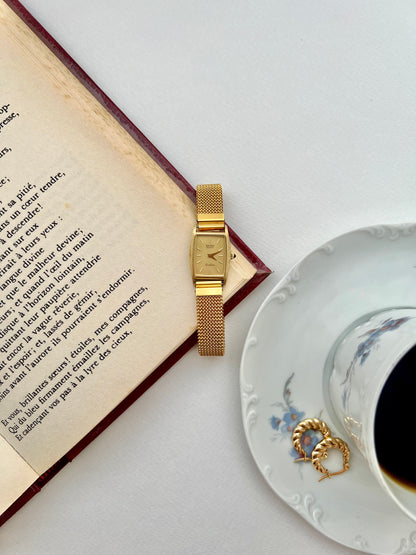 Seiko Exceline Gold Tonneau Women's Watch with Textured Case