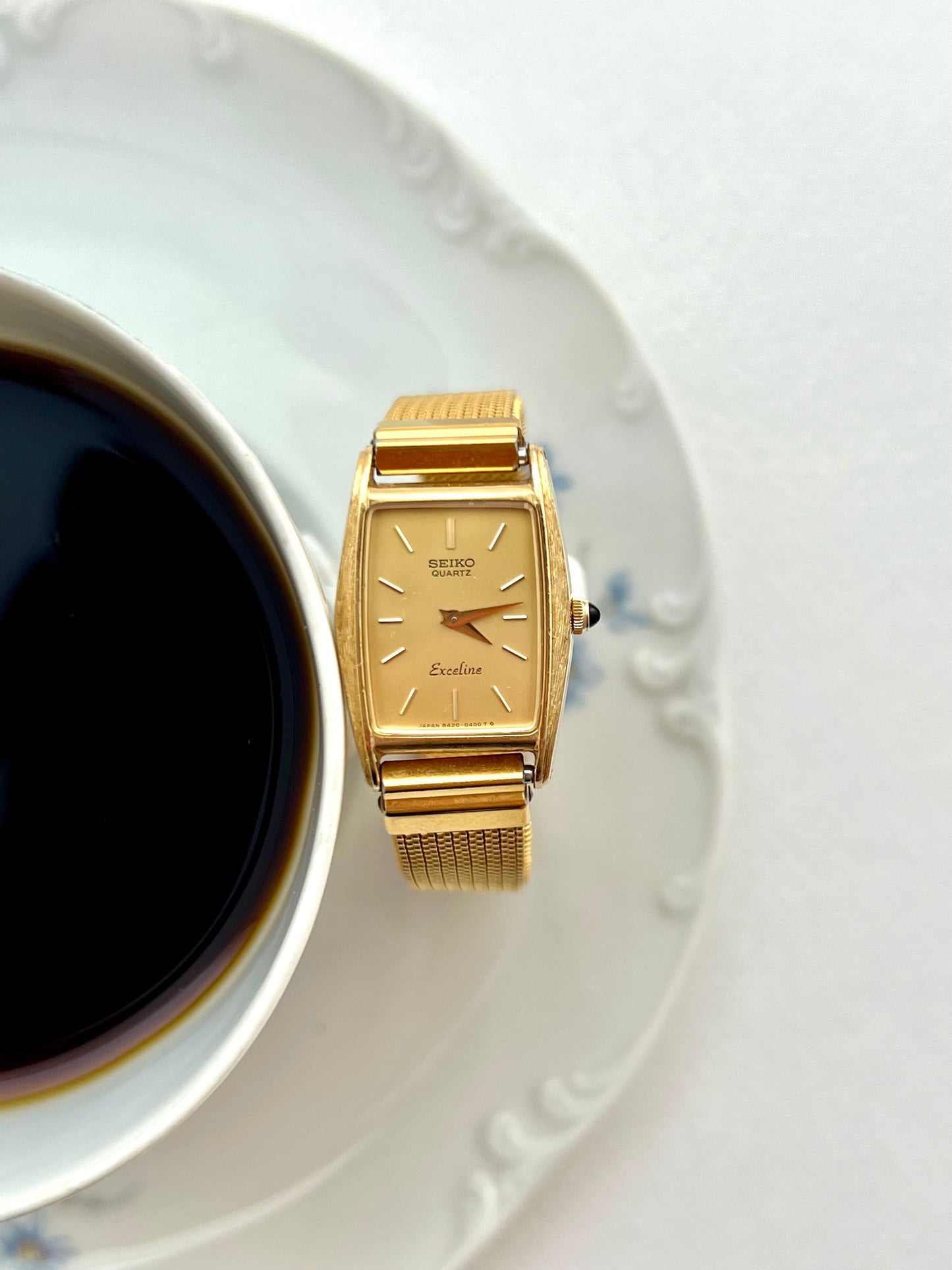 Seiko Exceline Gold Tonneau Women's Watch with Textured Case