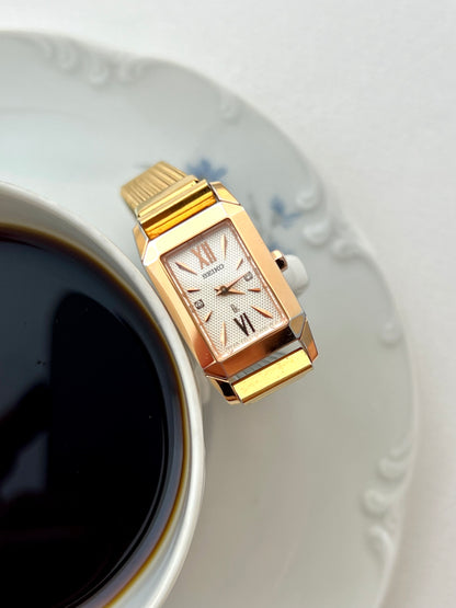 Seiko Lukia Gold Tank with Mesh Bracelet