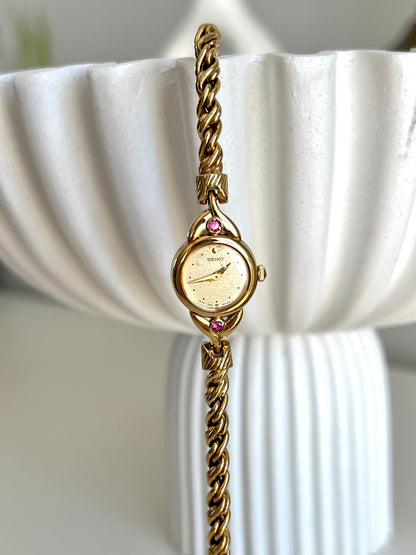 Seiko Rope Bracelet Women's Watch with inlaid Rubies