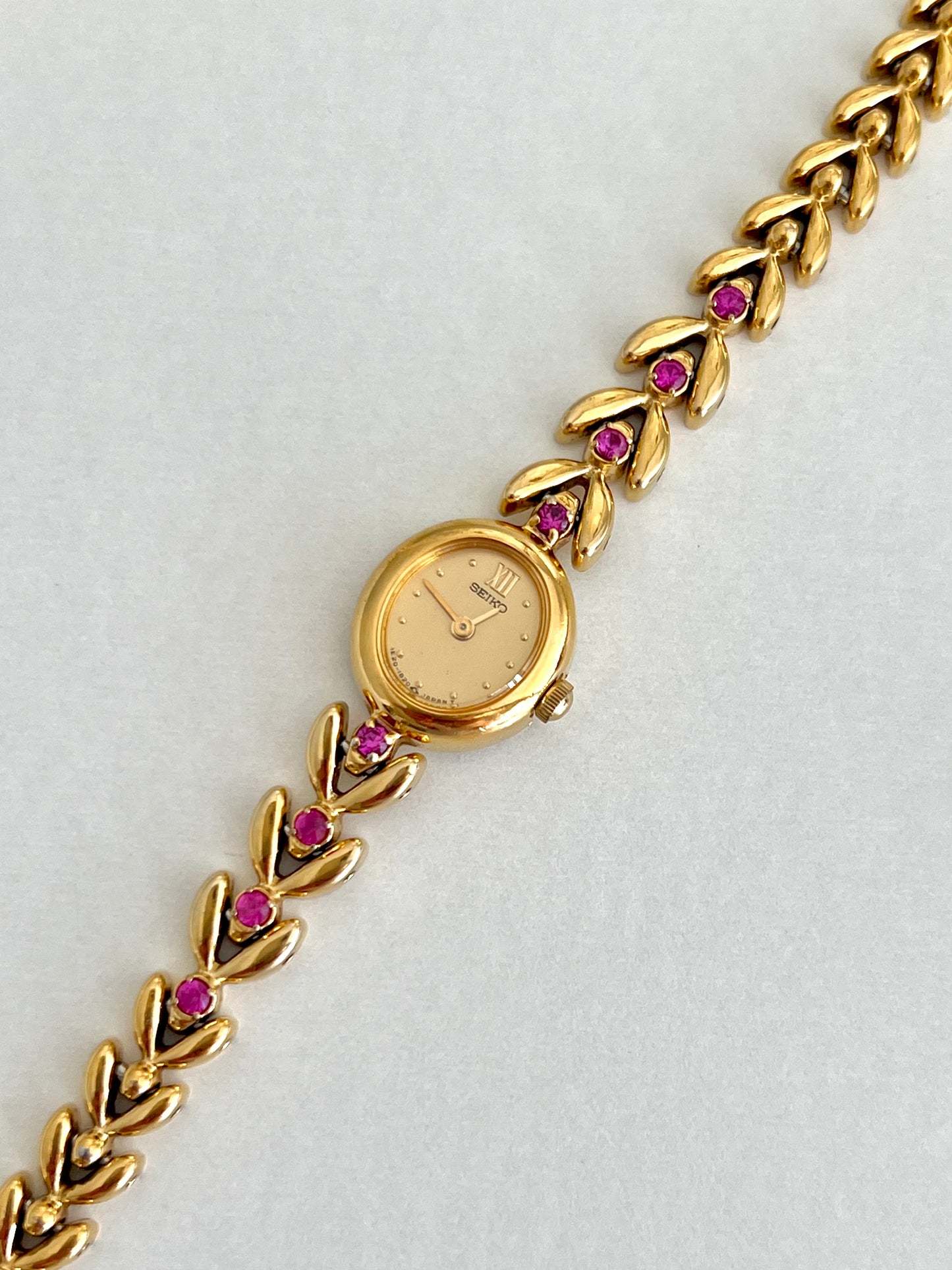 Seiko Tisse Tennis Bracelet Women's Watch with Pink Rubies