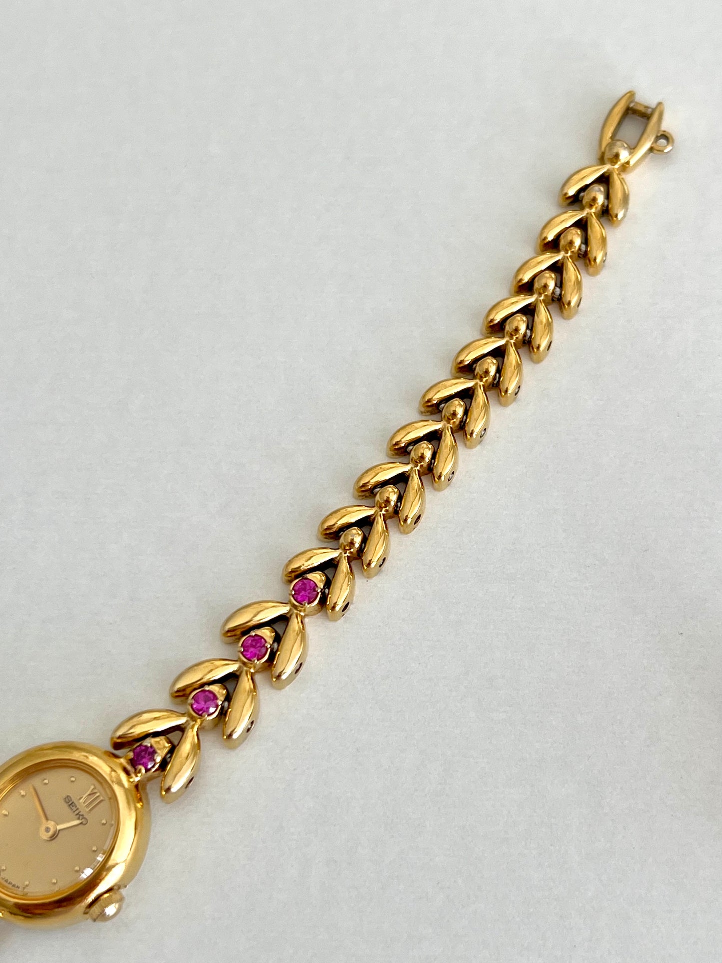 Seiko Tisse Tennis Bracelet Women's Watch with Pink Rubies