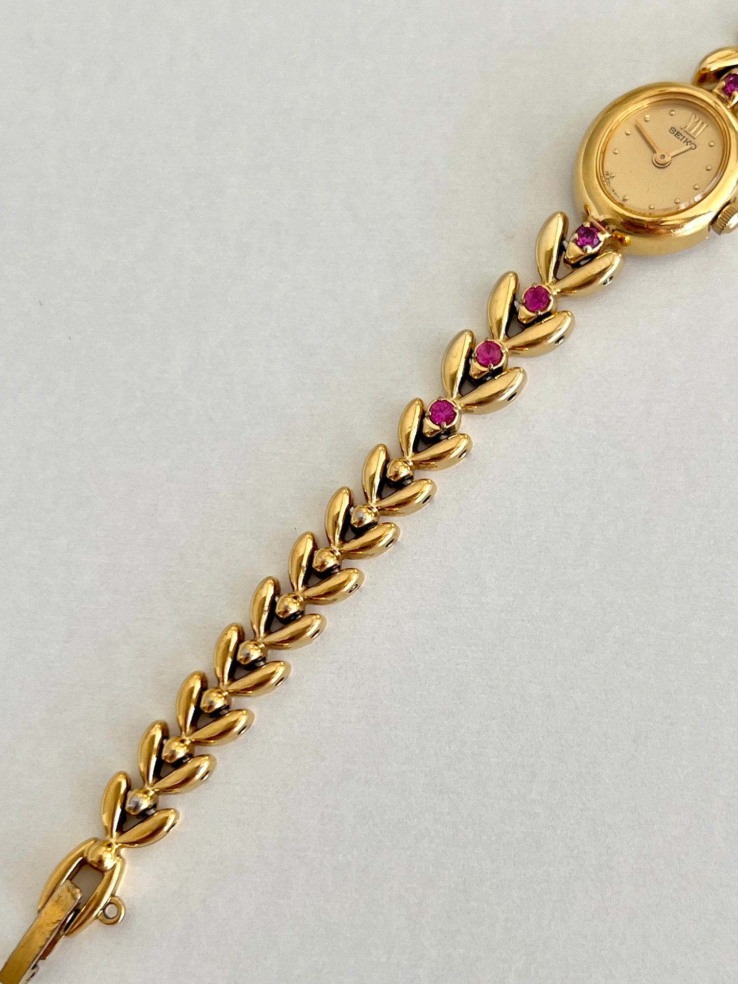 Seiko Tisse Tennis Bracelet Women's Watch with Pink Rubies