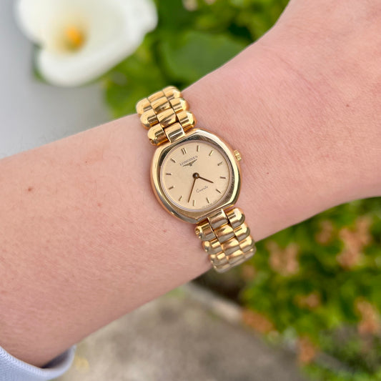 Longines Gold Tone Women's Watch with Textured Dial