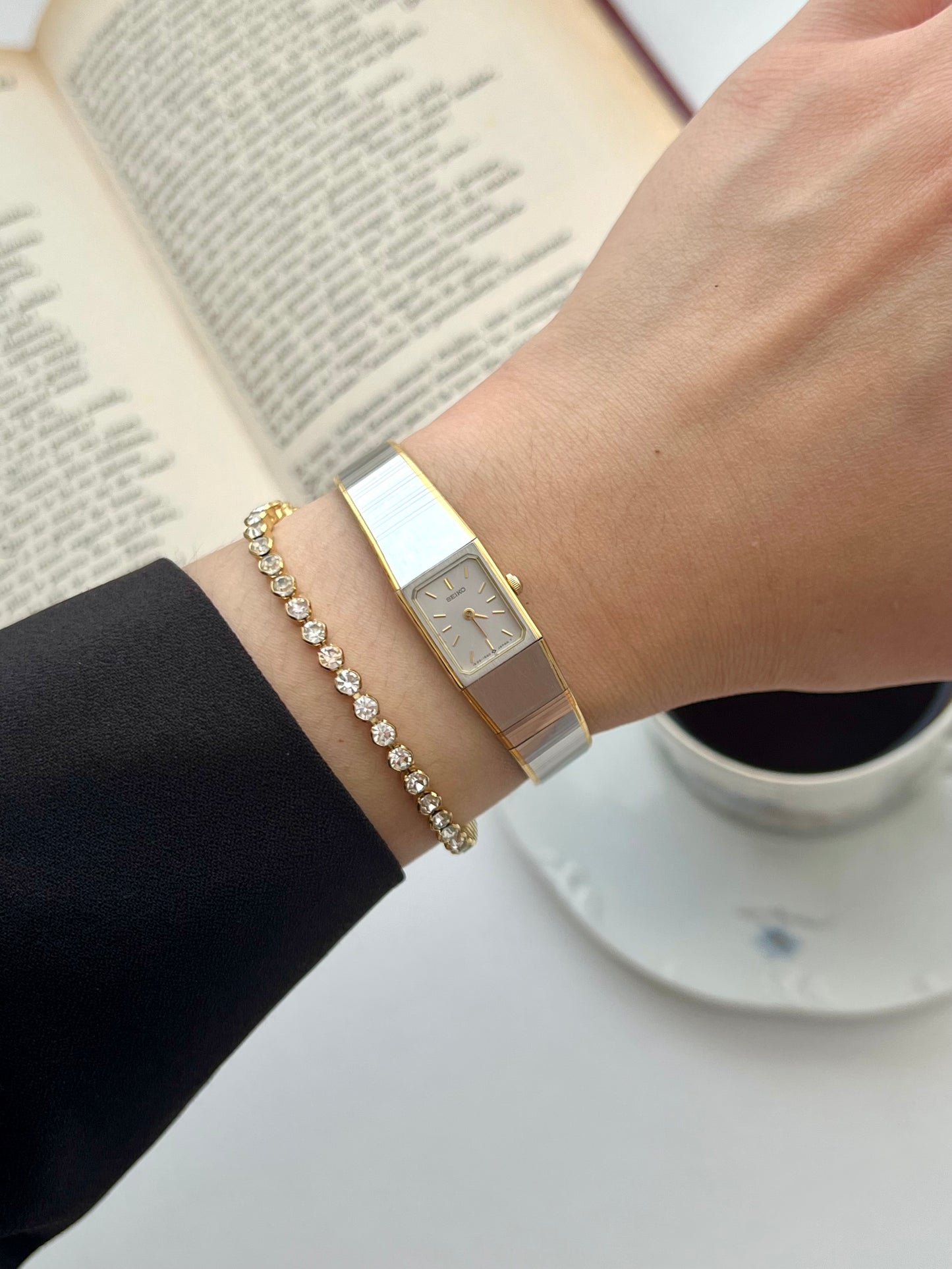 Seiko Petite Satin Bracelet Watch in Silver and Gold