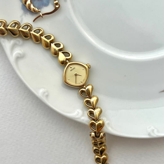 Seiko Gold Toned Women's Watch with Hearts Bracelet