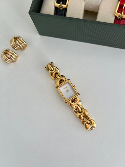 Gucci 1800L Gold Bracelet Watch Set With Interchangeable Straps