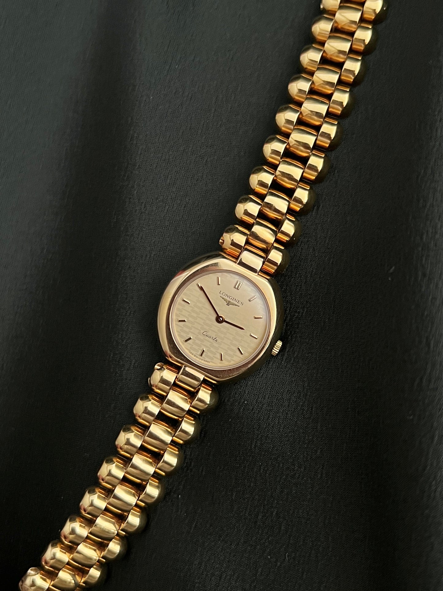 Longines Gold Tone Women's Watch with Textured Dial