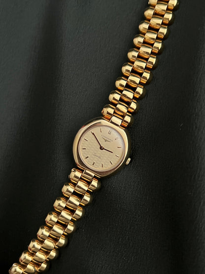 Longines Gold Tone Women's Watch with Textured Dial