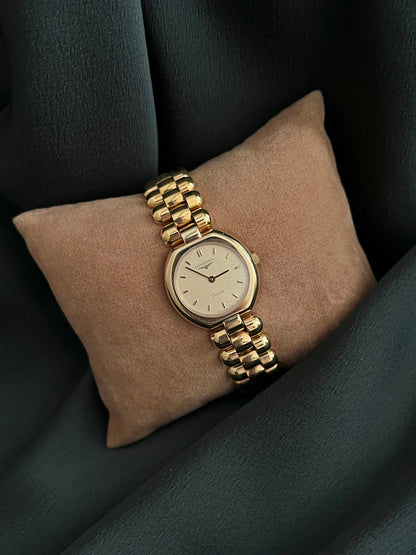 Longines Gold Tone Women's Watch with Textured Dial