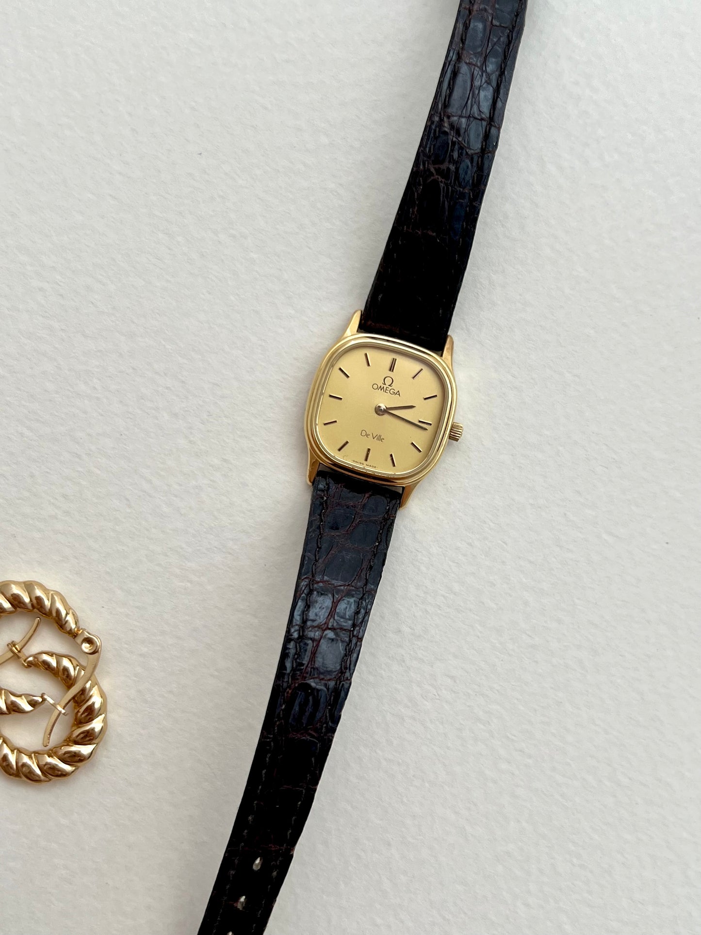 Omega De Ville Gold Tone Cushioned Square Women's Watch