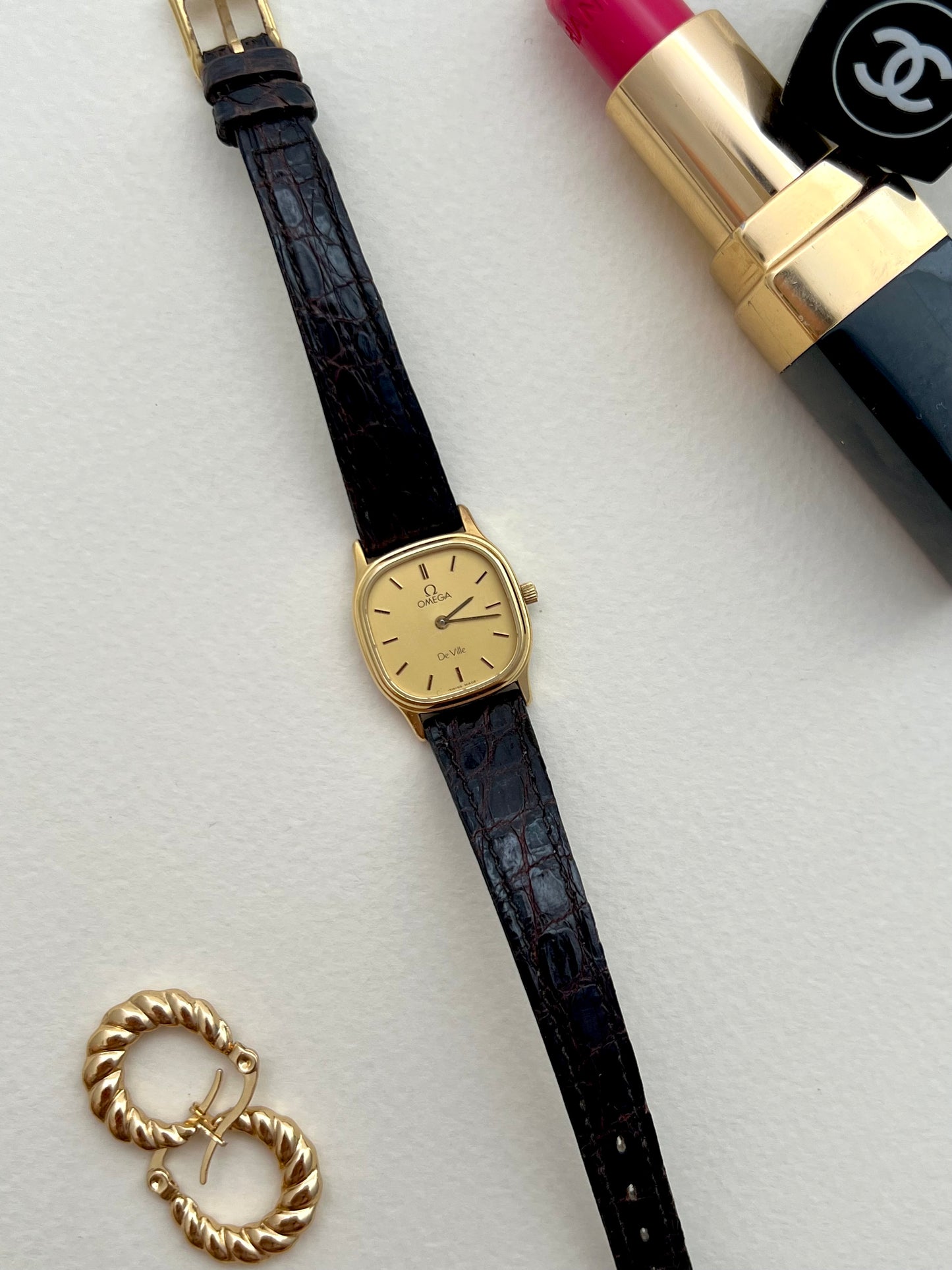 Omega De Ville Gold Tone Cushioned Square Women's Watch