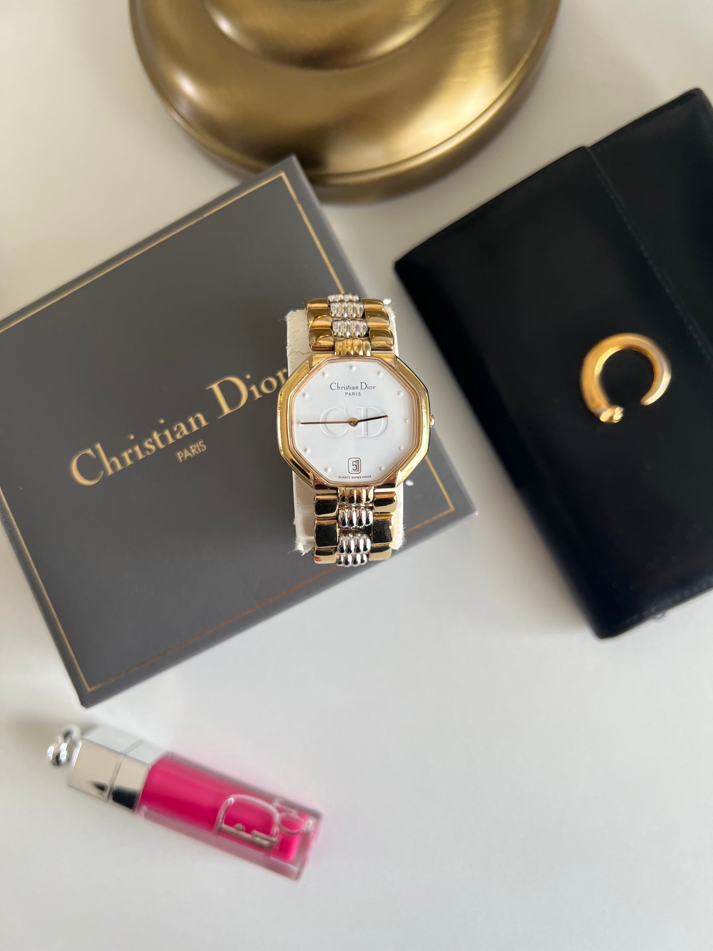 Christian Dior Octagonal Two Tone Bracelet Watch