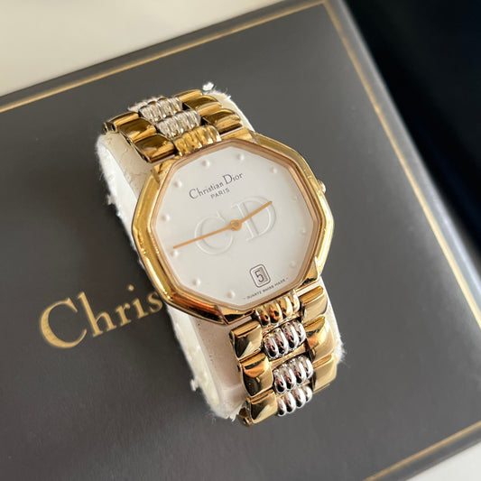 Christian Dior Octagonal Two Tone Bracelet Watch