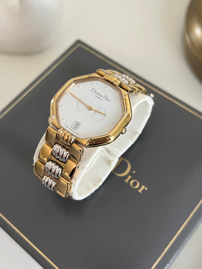 Christian Dior Octagonal Two Tone Bracelet Watch