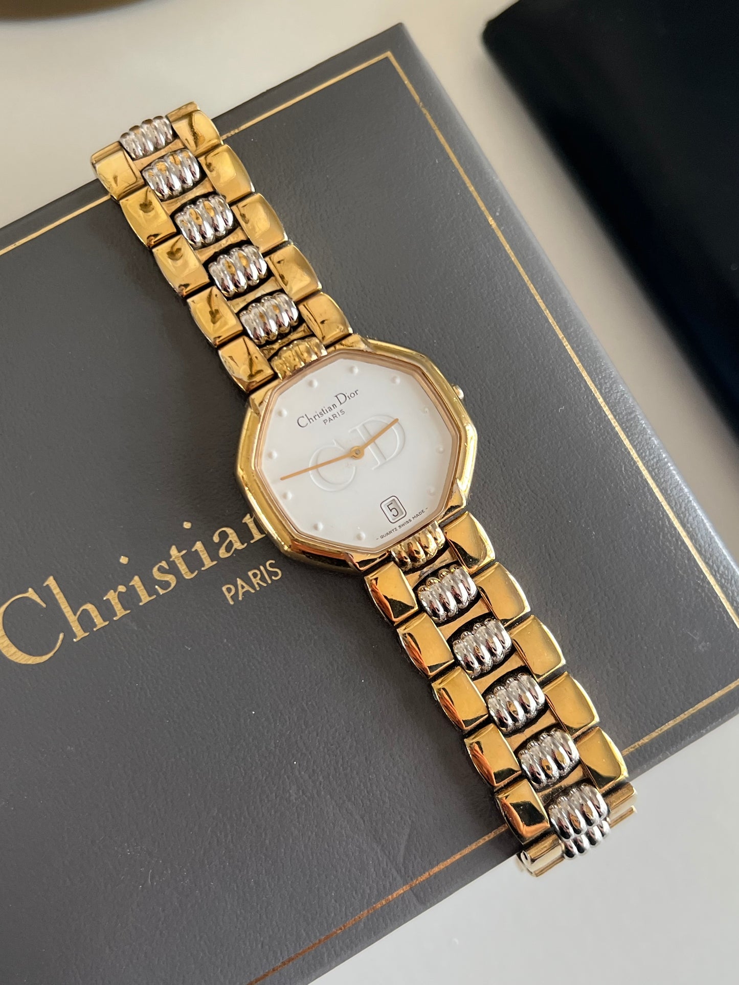 Christian Dior Octagonal Two Tone Bracelet Watch