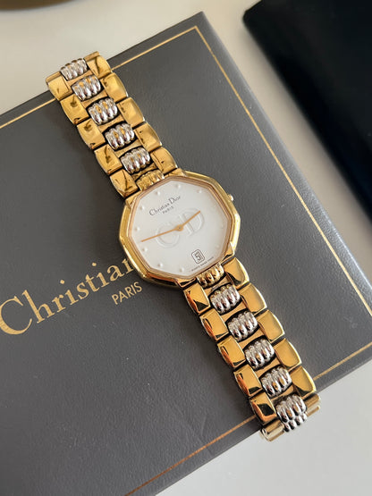 Christian Dior Octagonal Two Tone Bracelet Watch