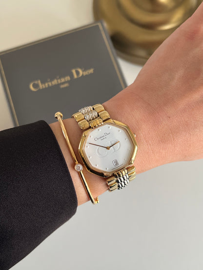 Christian Dior Octagonal Two Tone Bracelet Watch