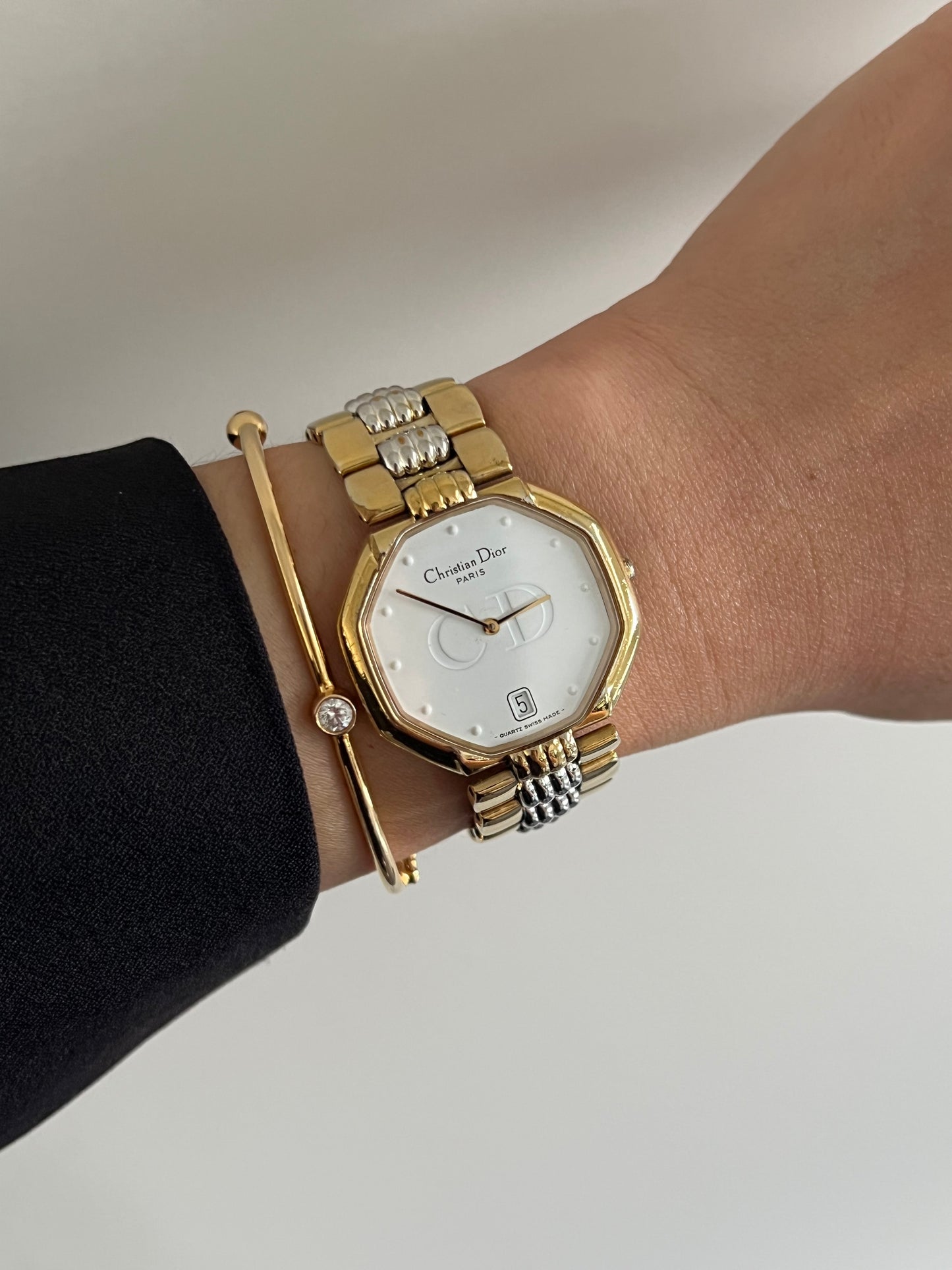 Christian Dior Octagonal Two Tone Bracelet Watch