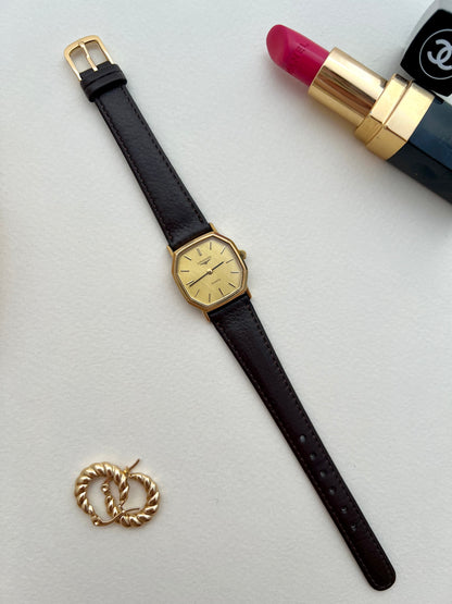 Longines Octo Gold Toned Women's Watch with Woven Dial