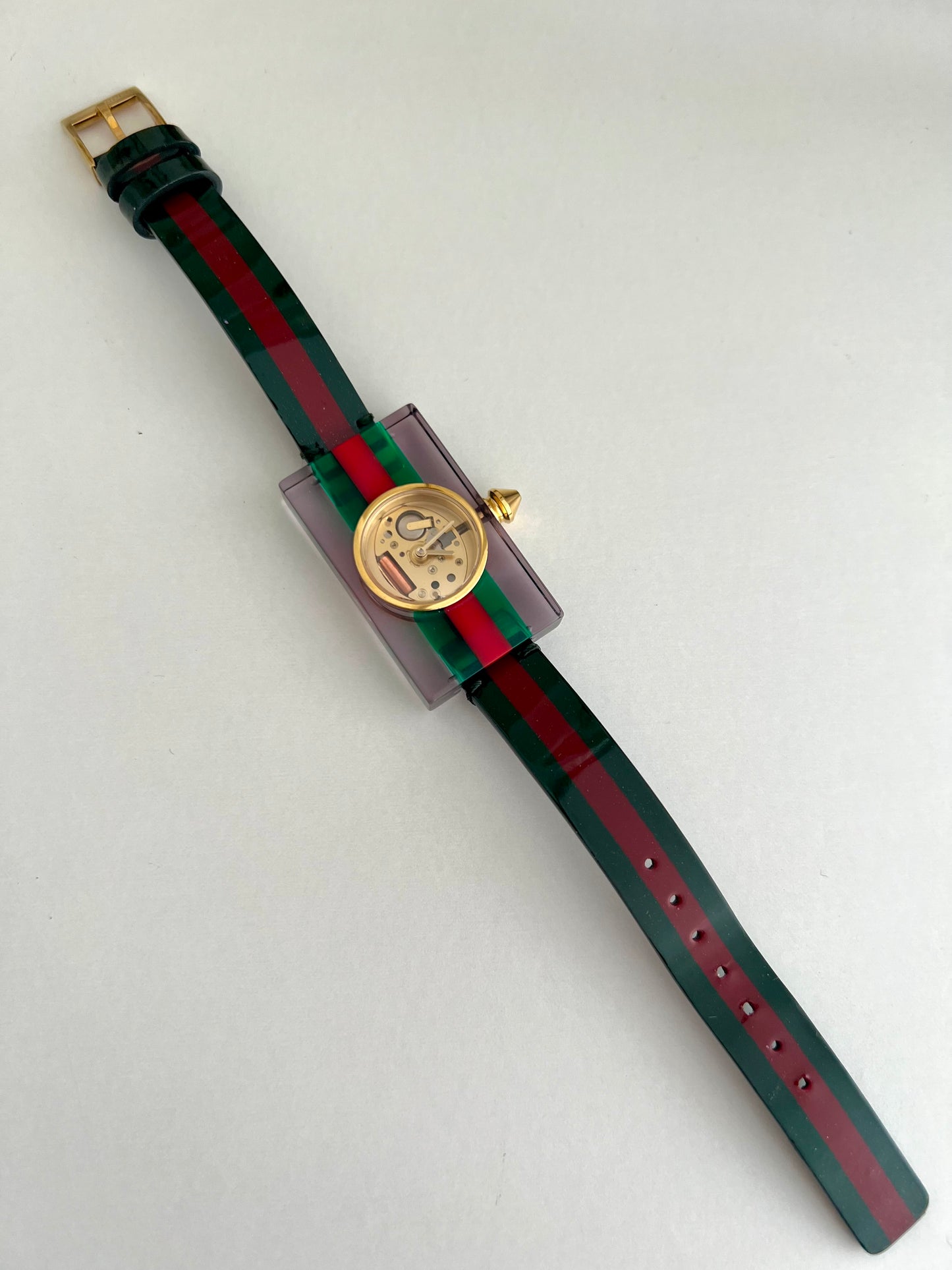 Gucci Skeleton Web Plexiglass Bangle Watch