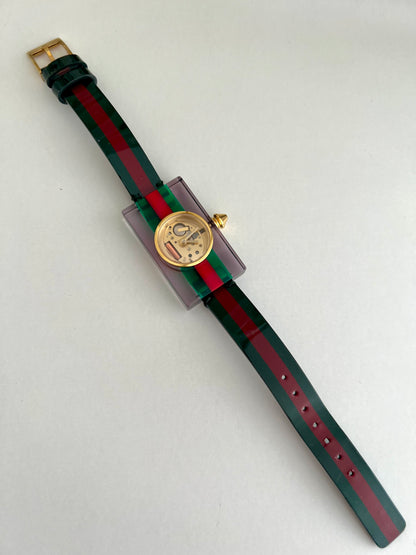 Gucci Skeleton Web Plexiglass Bangle Watch
