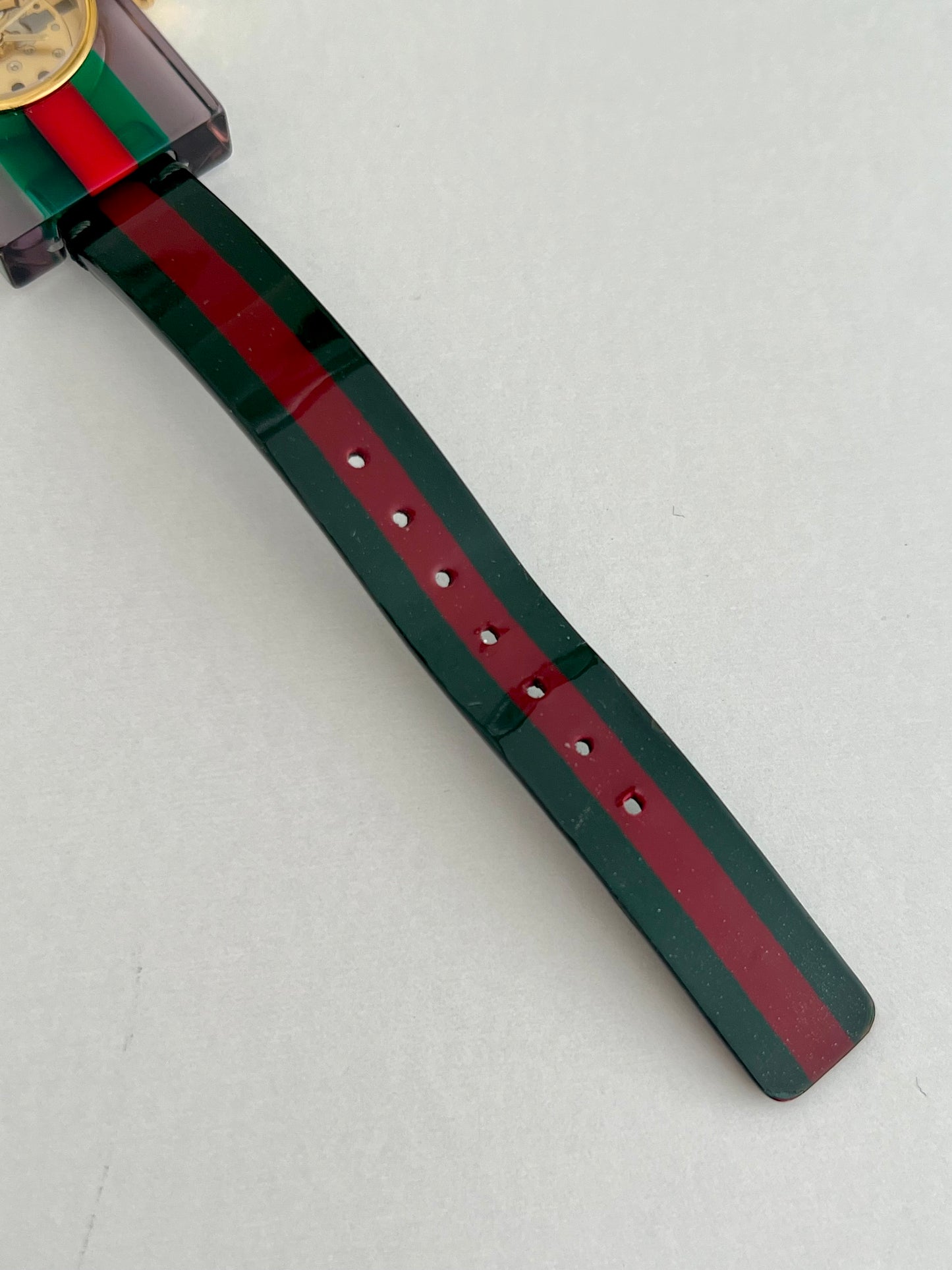 Gucci Skeleton Web Plexiglass Bangle Watch