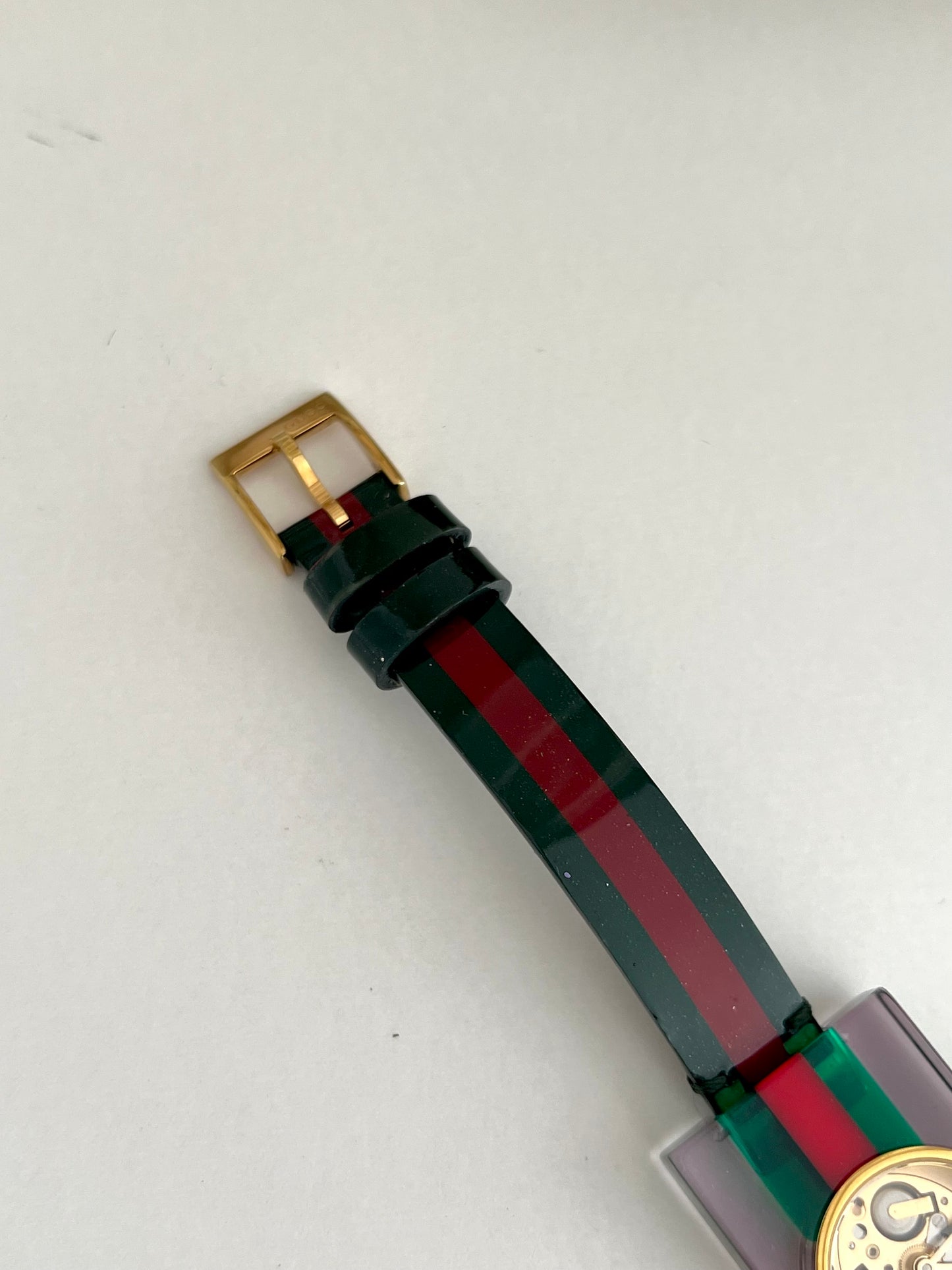 Gucci Skeleton Web Plexiglass Bangle Watch