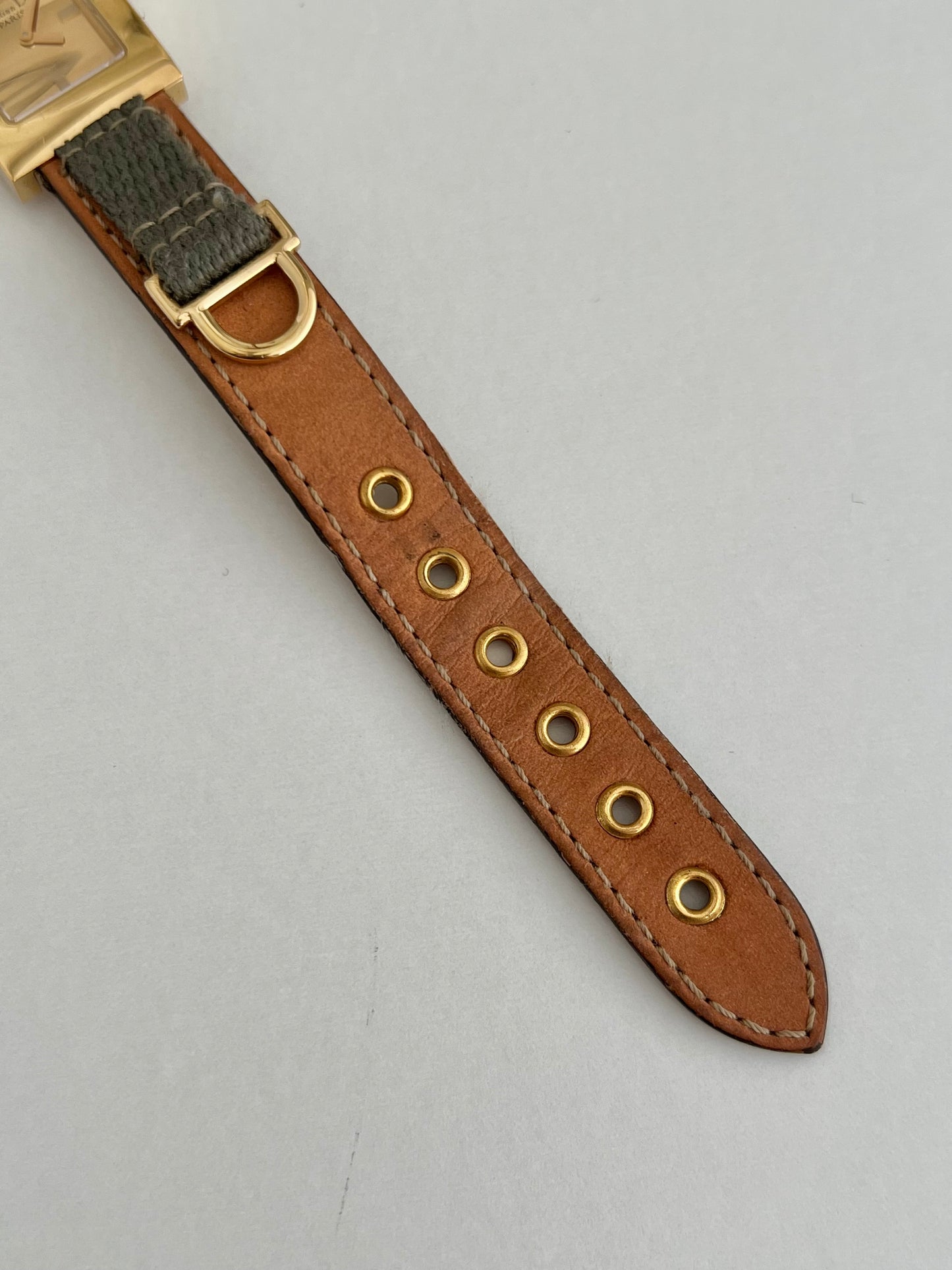 Christian Dior Malice Gold Square Watch with Tan Strap