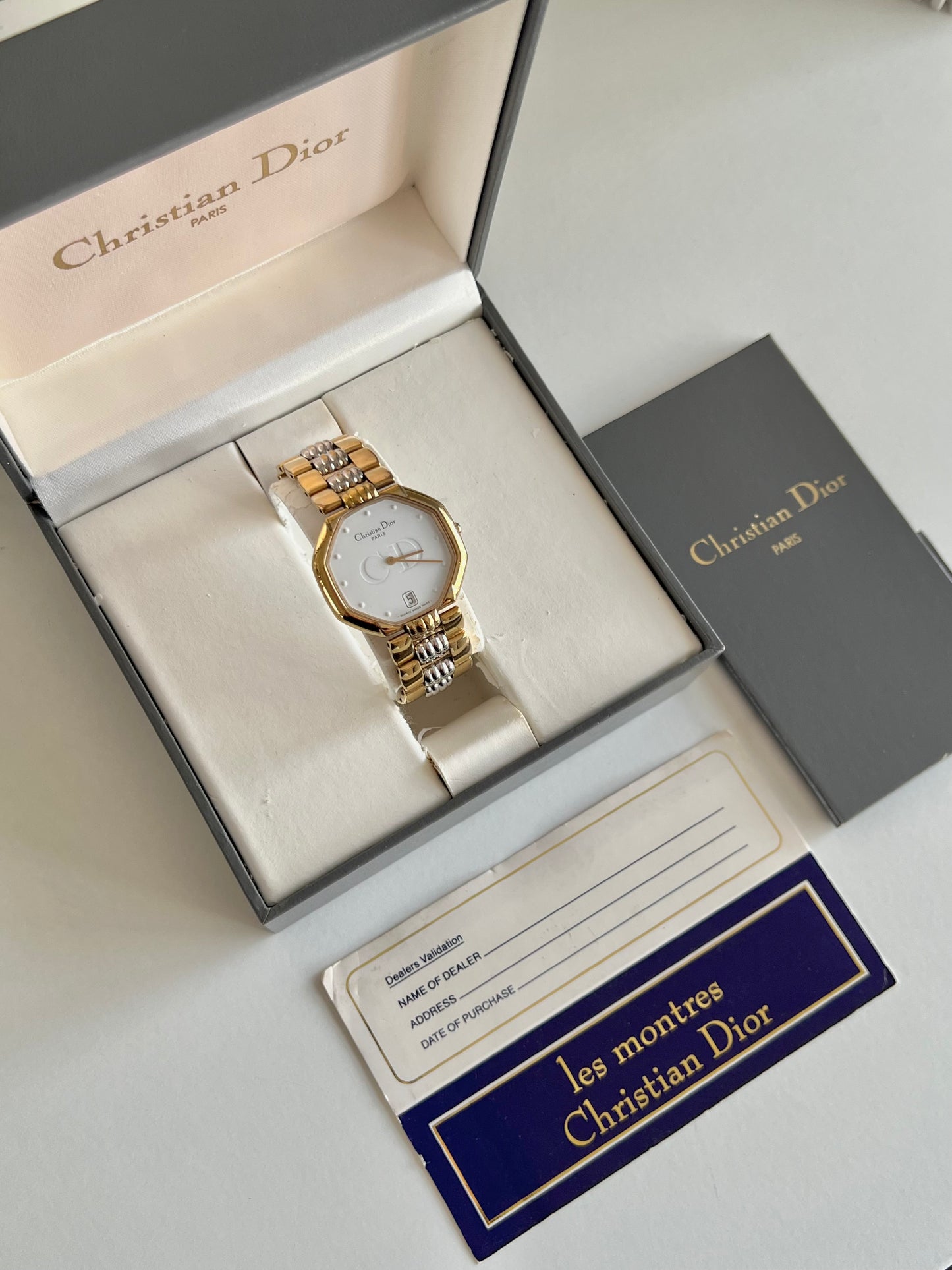 Christian Dior Octagonal Two Tone Bracelet Watch
