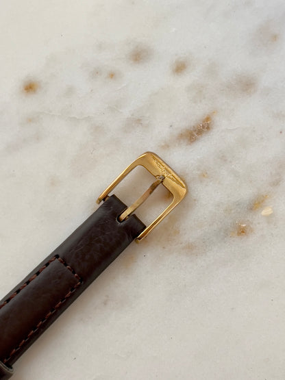 Longines Gold Toned Tonneau Woman's Watch with Parchment Dial