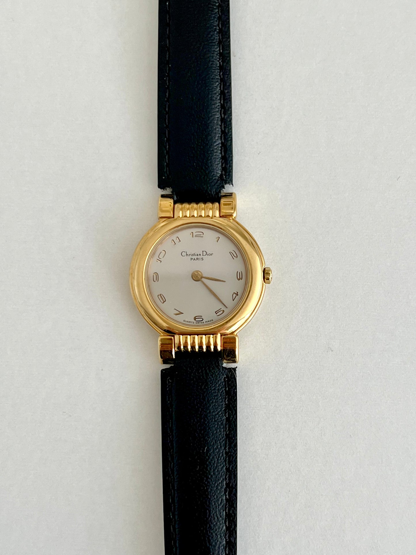 Christian Dior Gold Dress Watch with Black Strap