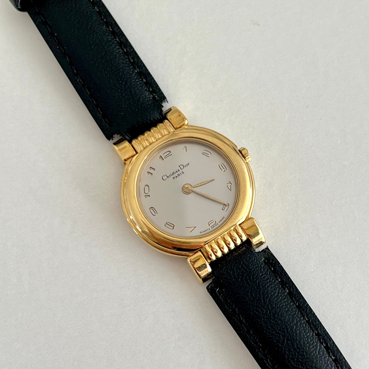 Christian Dior Gold Dress Watch with Black Strap