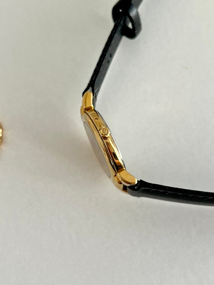 Christian Dior Gold Dress Watch with Black Strap
