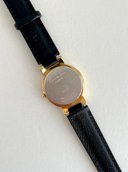 Christian Dior Gold Dress Watch with Black Strap