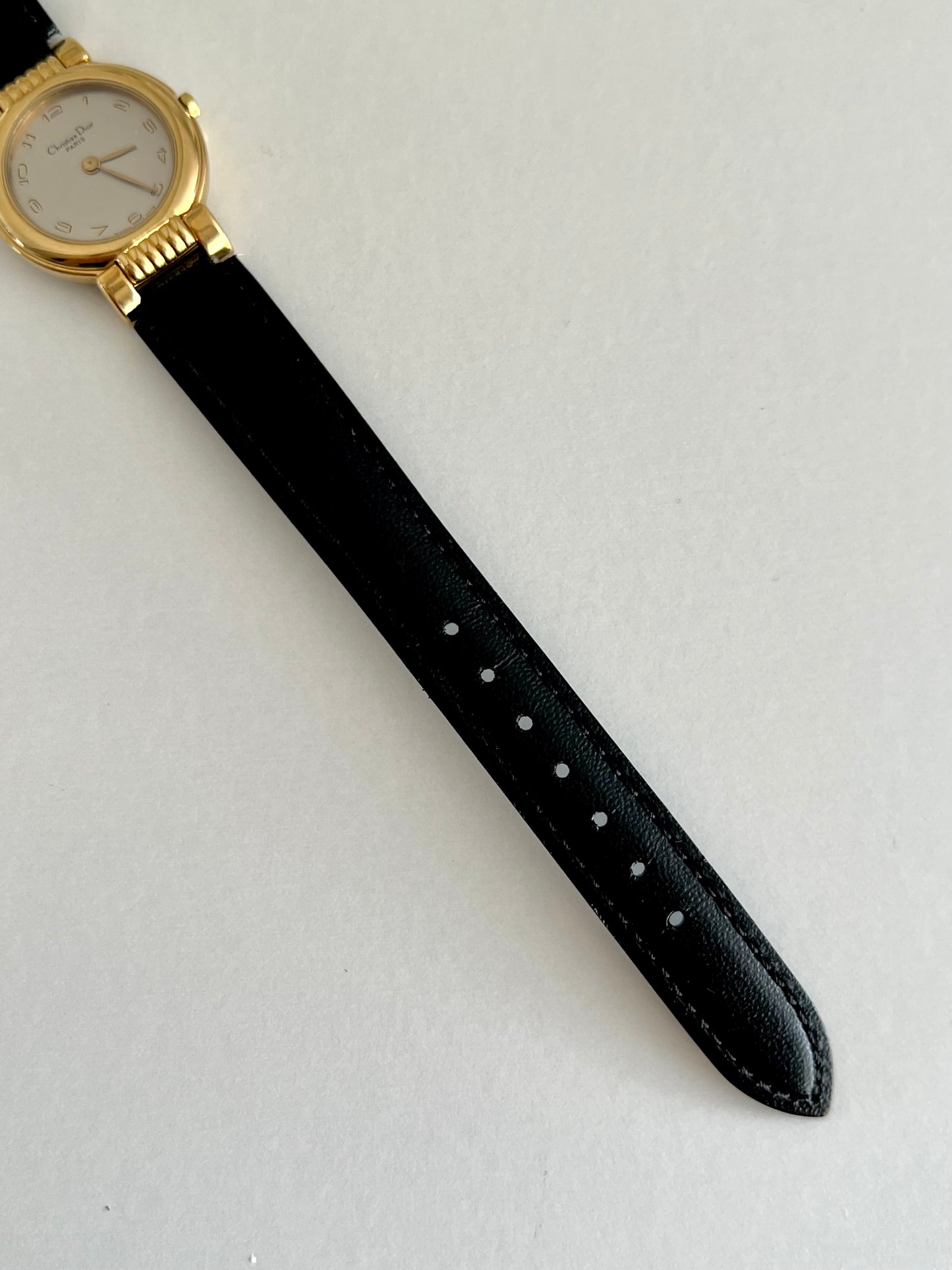 Christian Dior Gold Dress Watch with Black Strap