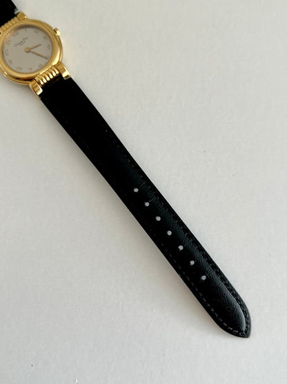 Christian Dior Gold Dress Watch with Black Strap