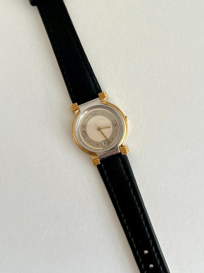 Christian Dior Gold Dress Watch with Black Strap