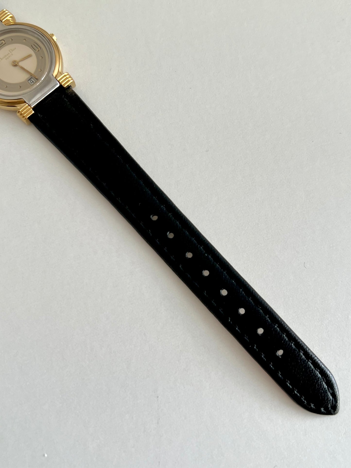 Christian Dior Gold Dress Watch with Black Strap