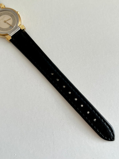 Christian Dior Gold Dress Watch with Black Strap