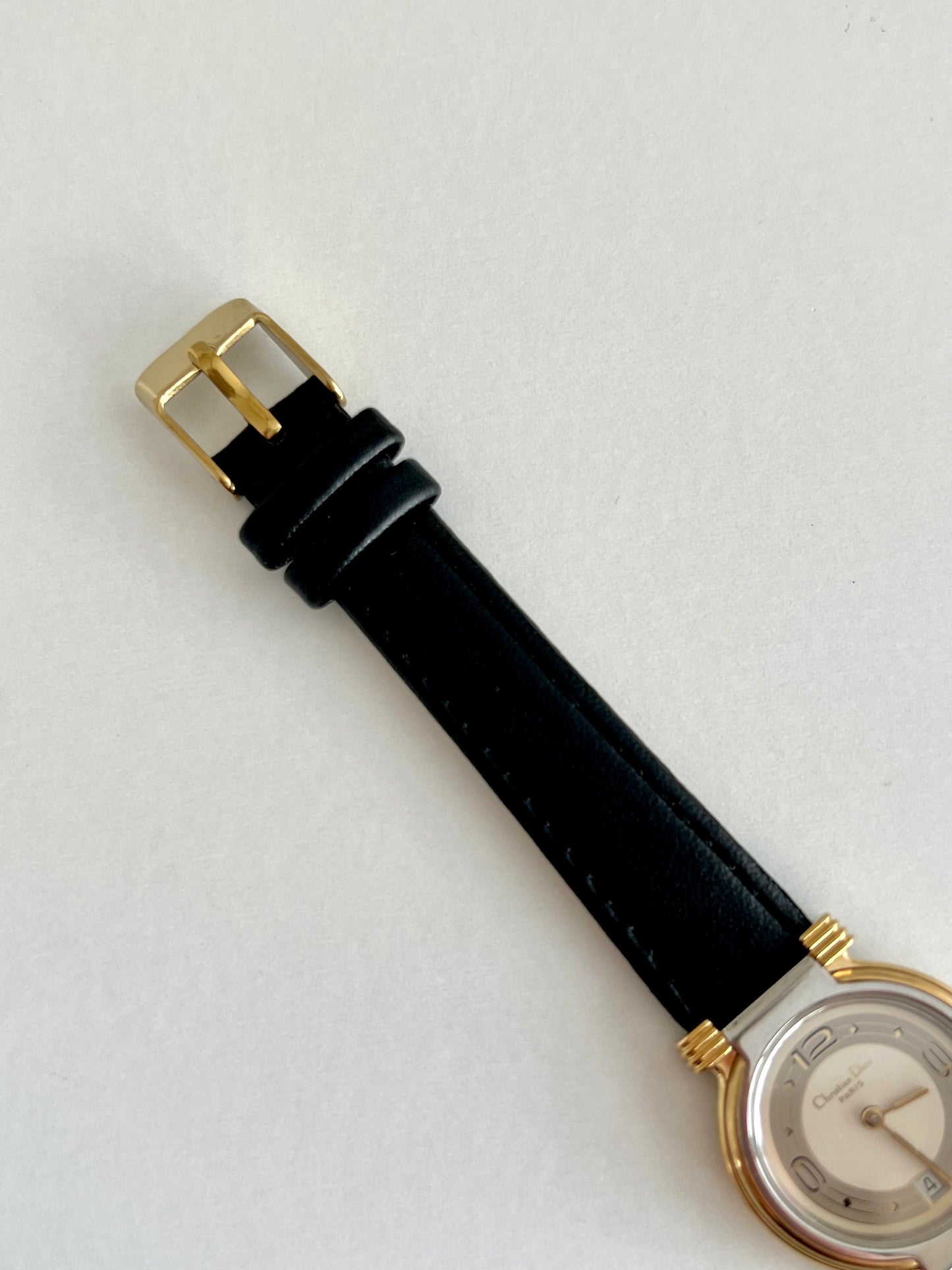 Christian Dior Gold Dress Watch with Black Strap