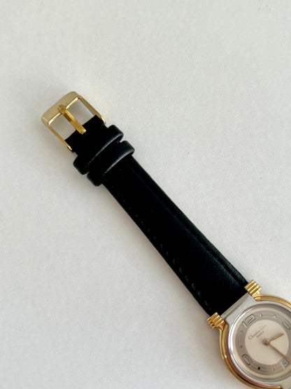 Christian Dior Gold Dress Watch with Black Strap