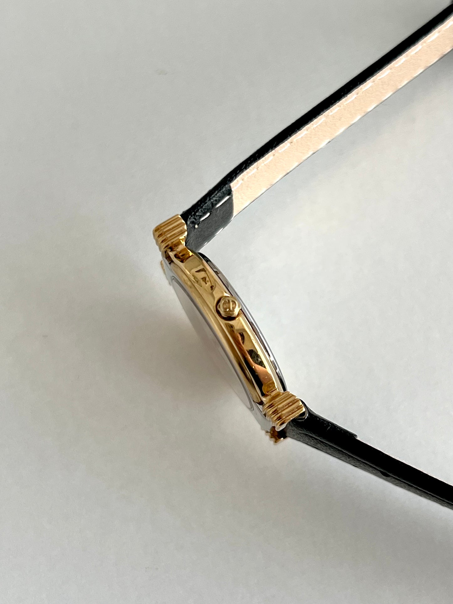 Christian Dior Gold Dress Watch with Black Strap