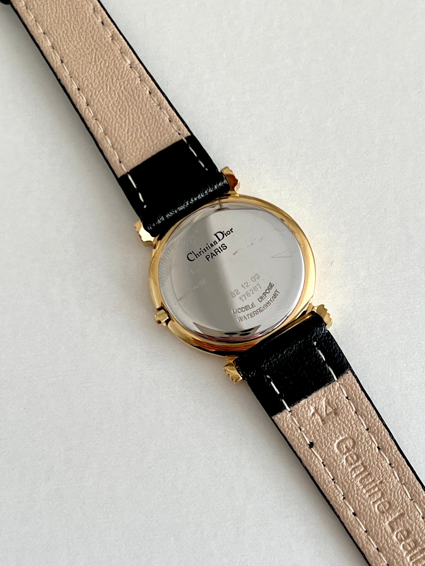 Christian Dior Gold Dress Watch with Black Strap