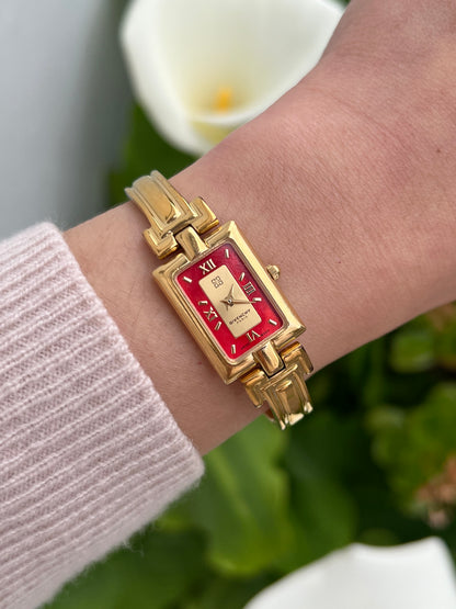 Givenchy Millesime Gold Women's Watch with Lipstick Red Dial