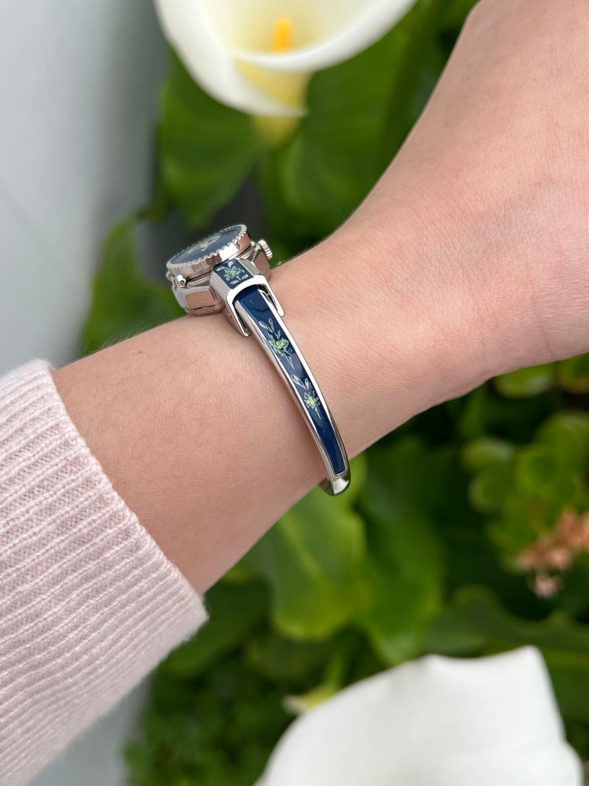 Andre Mouche Edelweiss Silver Tone Enamel Women’s Secret Watch